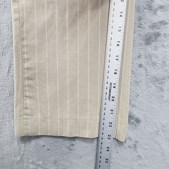 Riders Casual Pants Womens 6 Tan White Striped Mid Rise Crop Capri Straight Leg - Picture 8 of 10